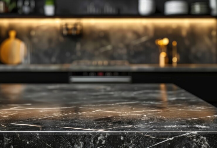 Carrelage effet marbre noir